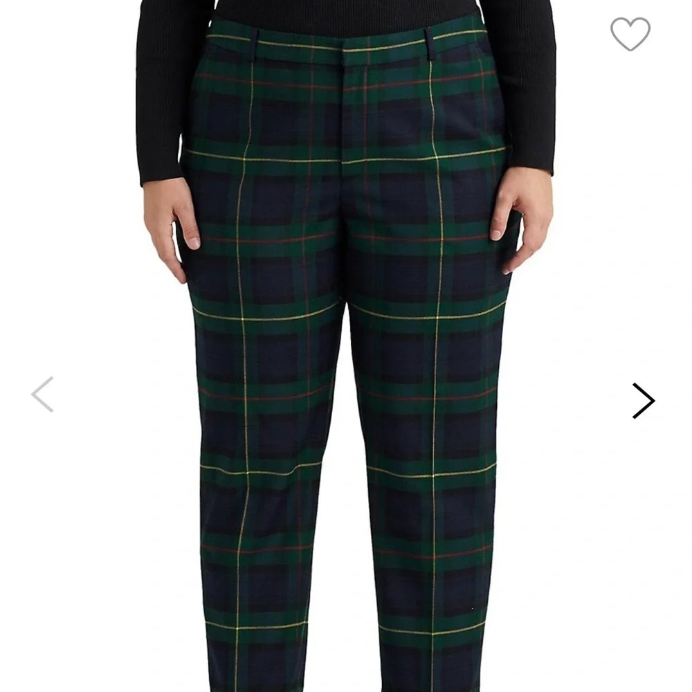 LAUREN Ralph Lauren Plus Size Plaid Pleated Twill Ankle Pants - Picture 2 of 14